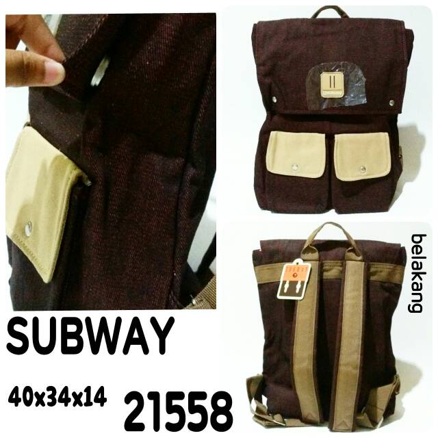 Tas ransel backpack subway 21558 tas punggunh wanita keren terbaru dan termurah