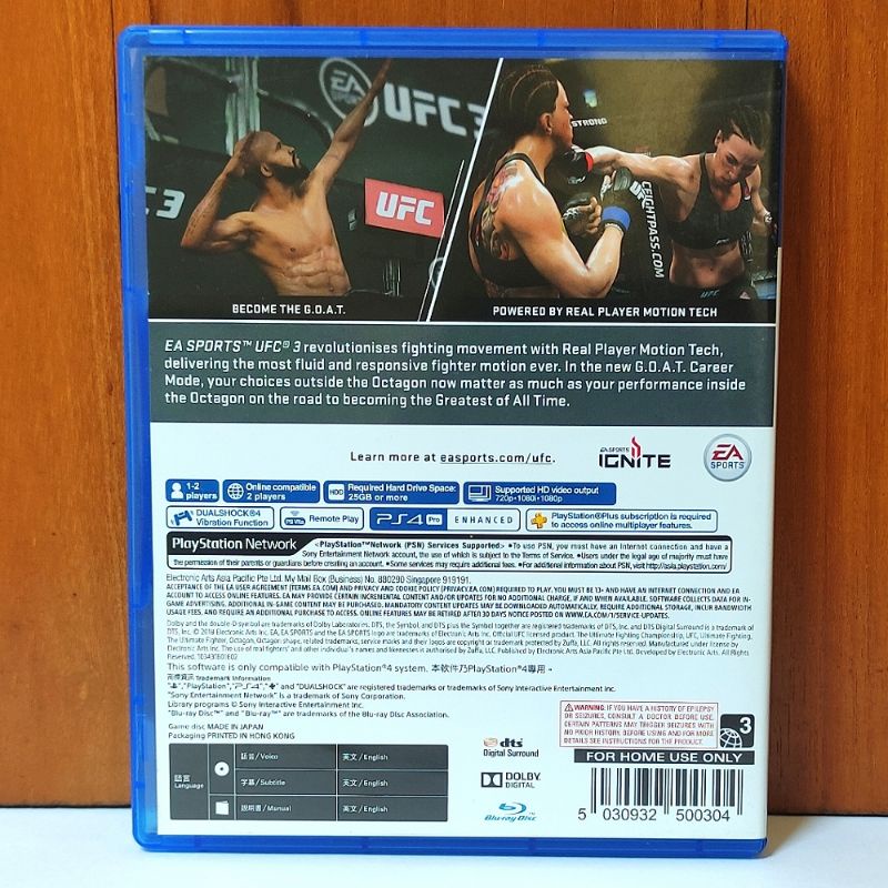UFC 3 PS4 Kaset UFC3 Playstation 4 PS 4 5 UFC Reg3 Reg 3 CD BD Game Games MMA Ufc ufc4 4 ps5 wwe reg 3 region asia