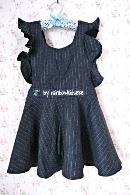 Dress Salur Anak / Dress Garis Anak / Dress Anak Impor / Gaun Pesta Anak