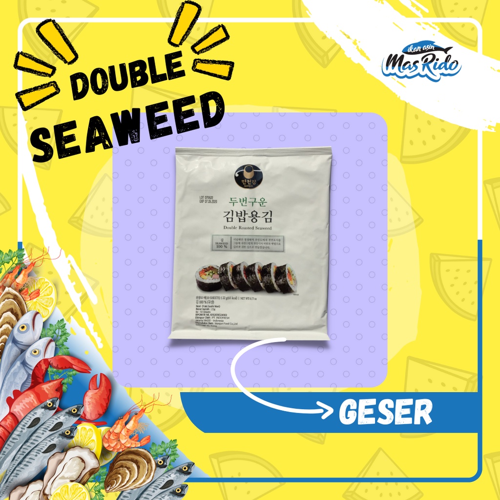 

Manjun Double Roasted Seaweed 10 Sheets Yaki Sushi Nori Rumput Laut