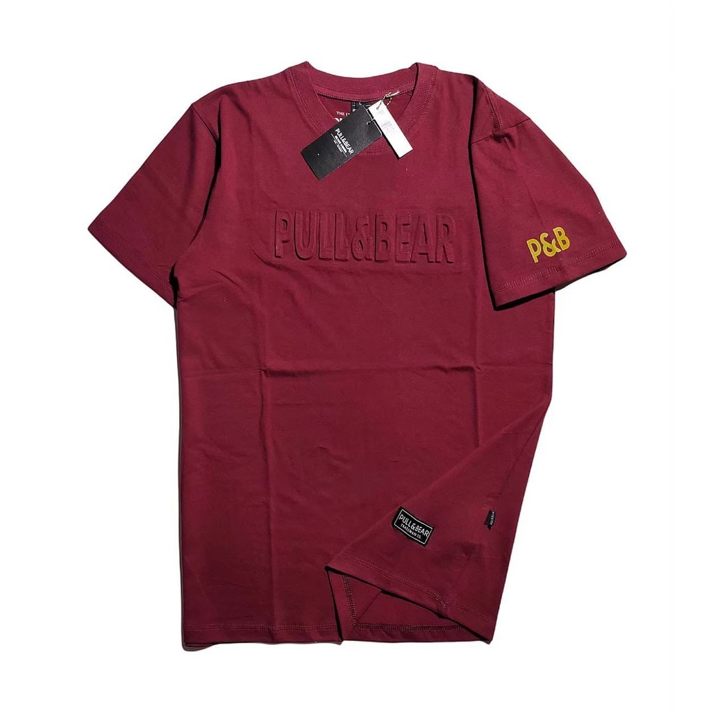 PULL AND BEAR T-SHIRT PRIA MOTIF EMBOS TIMBUL PREMIUM | KAOS PULL AND BEAR | BAJU PULL AND BEAR