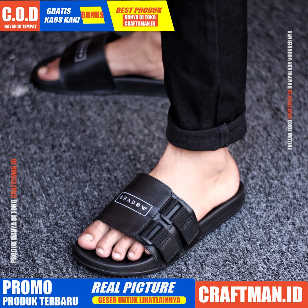 CRAFTS FLUX Sandal Slide SALE SANDAL KASUAL PRIA SENDAL SLOP ORIGINAL KULIT KASUAL 2021 FOOTWEAR