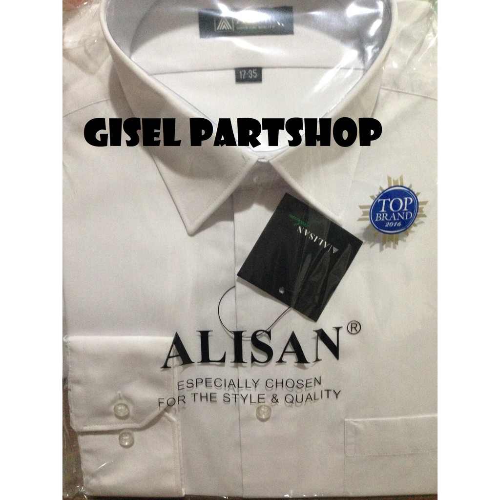 Kemeja Alisan Putih Panjang ukuran 16,5-17,5