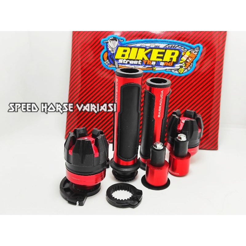 Paket 3in1 Handgrip baracuda+jok biker+jalu As universal