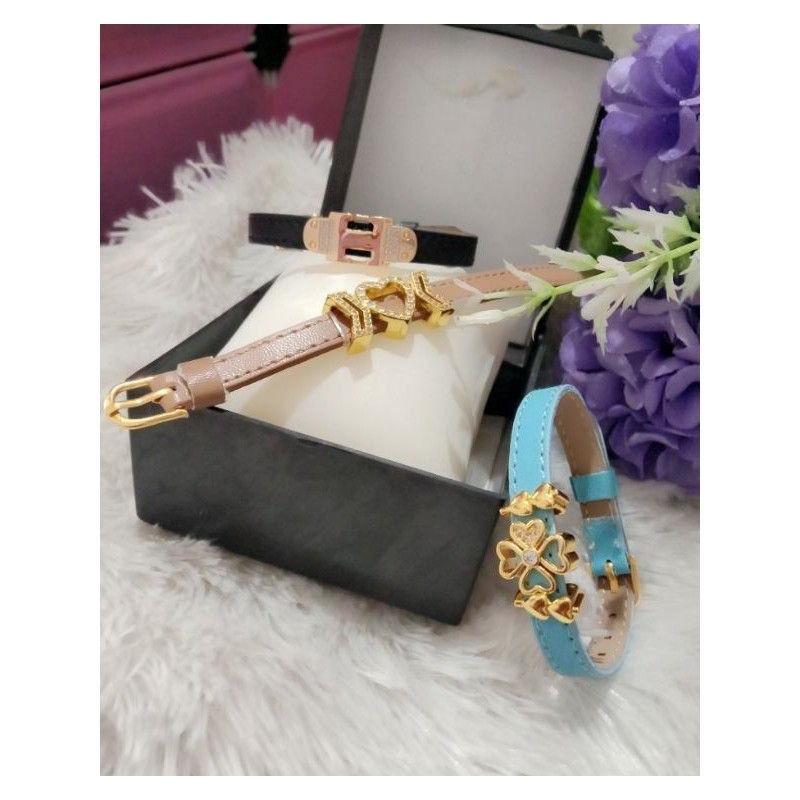 Gelang Jam Kulit Leather Premium Quality Bahan Gelang Emas