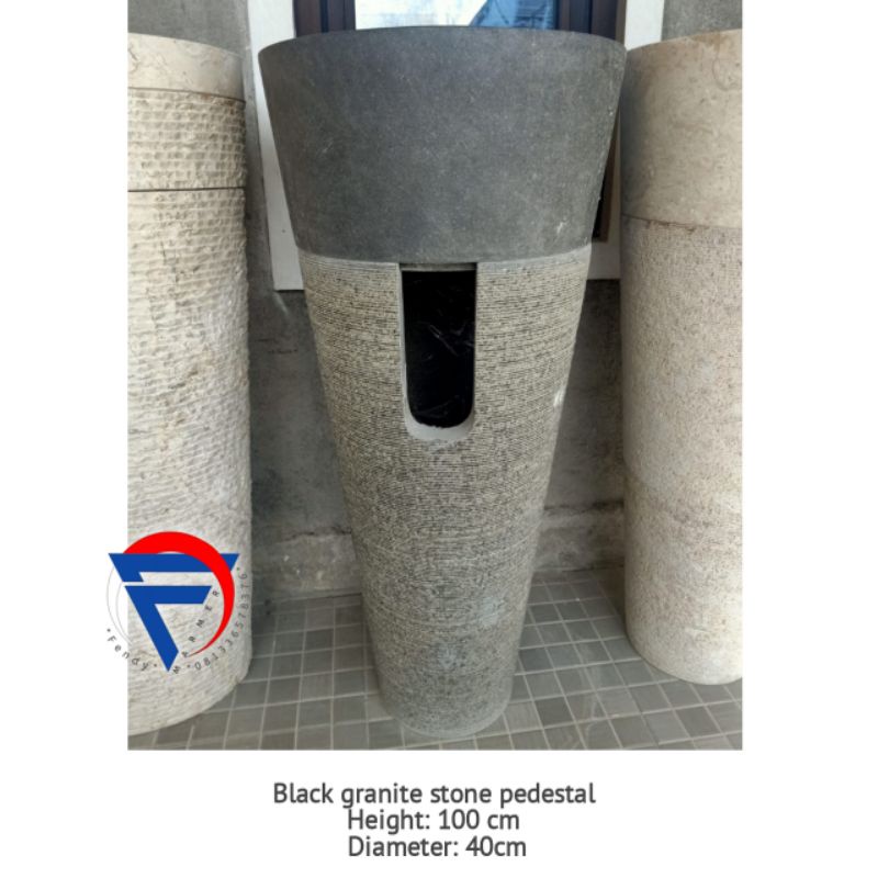 Pedestal marmer putih dan granit hitam T.80 D.40 free ongkir jawa