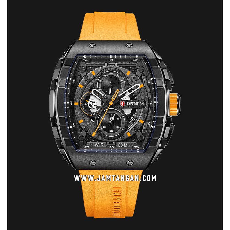 Expedition E 6782 MC RIPYLBA Chronograph Men Black Dial Yellow Rubber Strap
