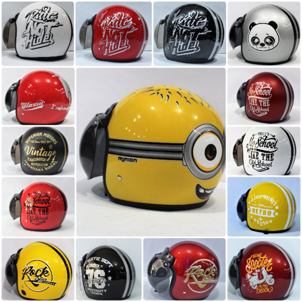 HELM BOGO MOTIF KACA CEMBUNG HITAM DEWASA & WANITA AREA HELM