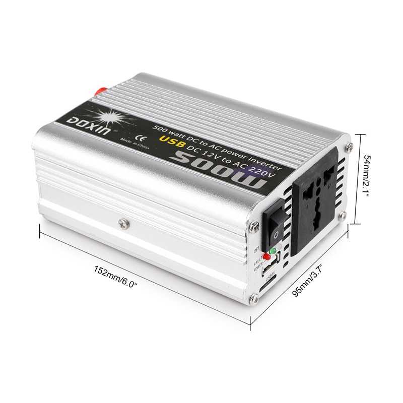 DOXIN Car Power Inverter DC 12V to AC 220V 500W-Silver