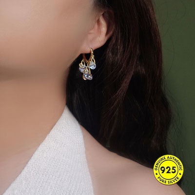 Anting Klip Lapis Emas 18K Bentuk Hati Bahan Zircon Anti Alergi Untuk Wanita