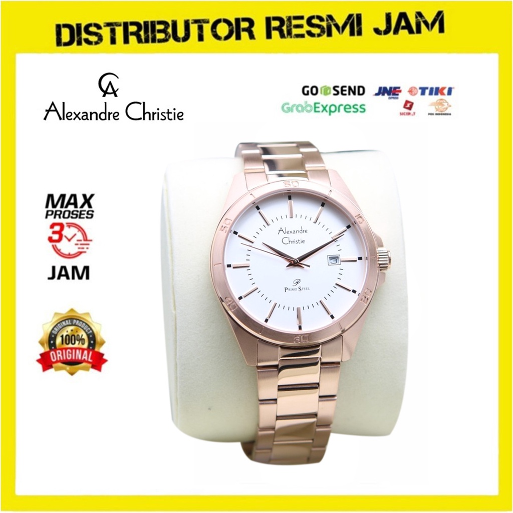 Jam Tangan Pria Alexandre Christie AC1011 AC 1011 Rosegold White