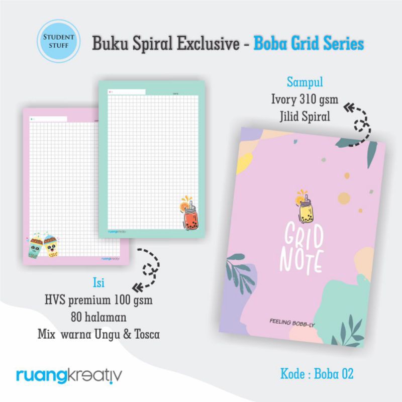 

RuangKreativ Notebook Spiral A5 Grid & Dot