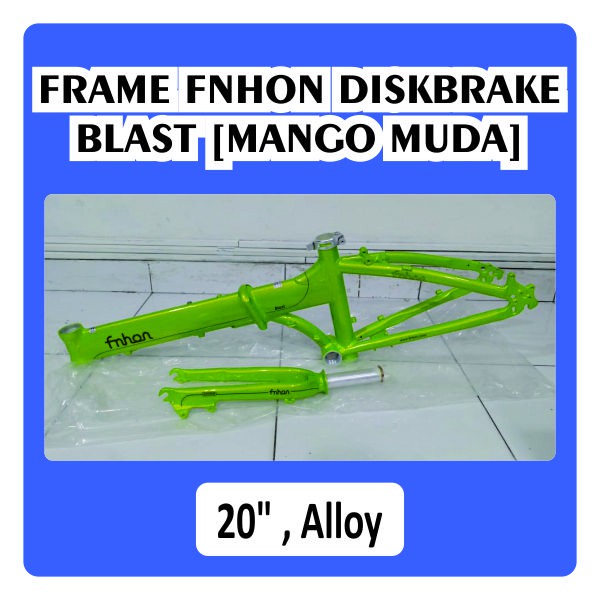 Frame Set FNHON BLAST Hijau Discbrake 20 inch Db Sepeda Lipat Mango Muda Alloy Disc brake Disk