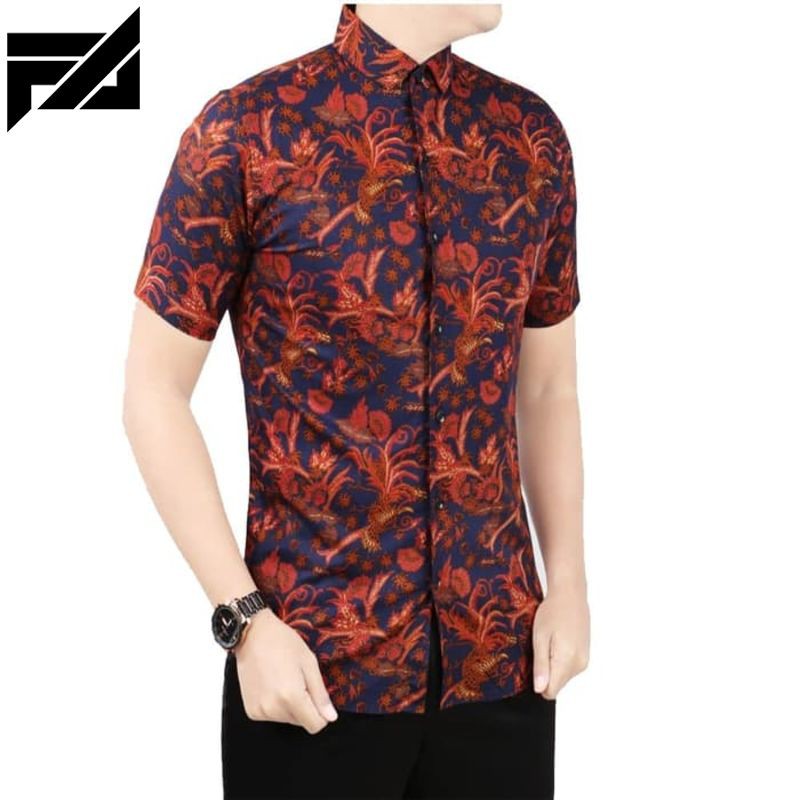 TERBARU VM Kemeja Batik Pria Slimfit - Baju Batik Modern Pria Casual Slim