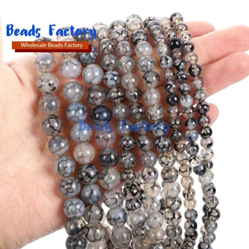 Batu Alam Petir Kuarsa Bulat Batu sisik Naga 4mm - 10mm Dragon Vein Agate
