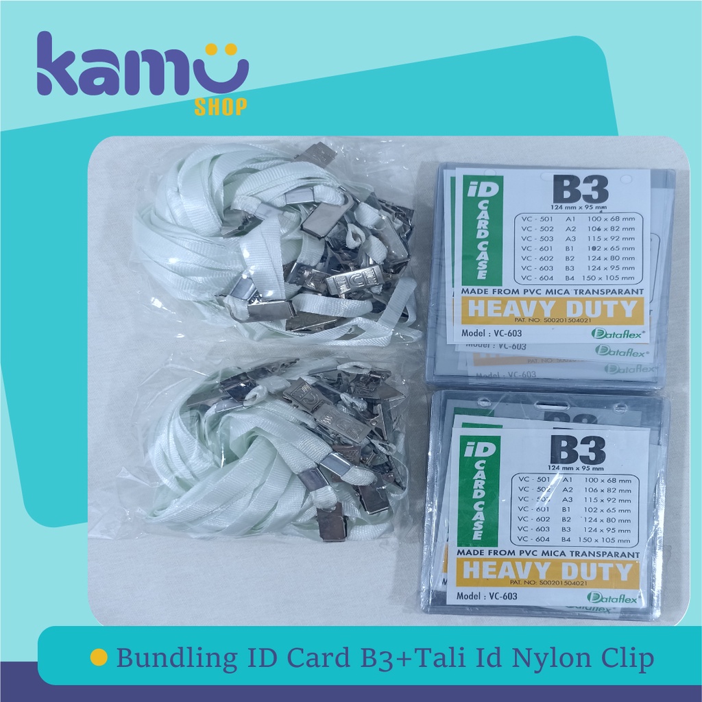 

Bundling 40 Pcs ID Card B3 + 40 Pcs Tali ID Card Nylon Clip - NYL