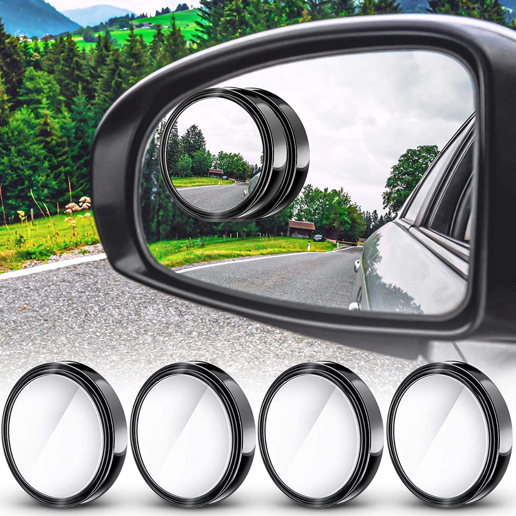 2pcs Kaca HD Bulat Cembung Kaca Spion Cembung Sudut Lebar Yang Dapat Disesuaikan Dengan 360derajat Mobil Blind Spot Mirror Frameless Car Side Spion