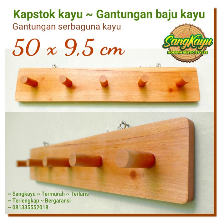 Kapstok kayu kapstok baju Gantungan dinding serbaguna kayu stand hange