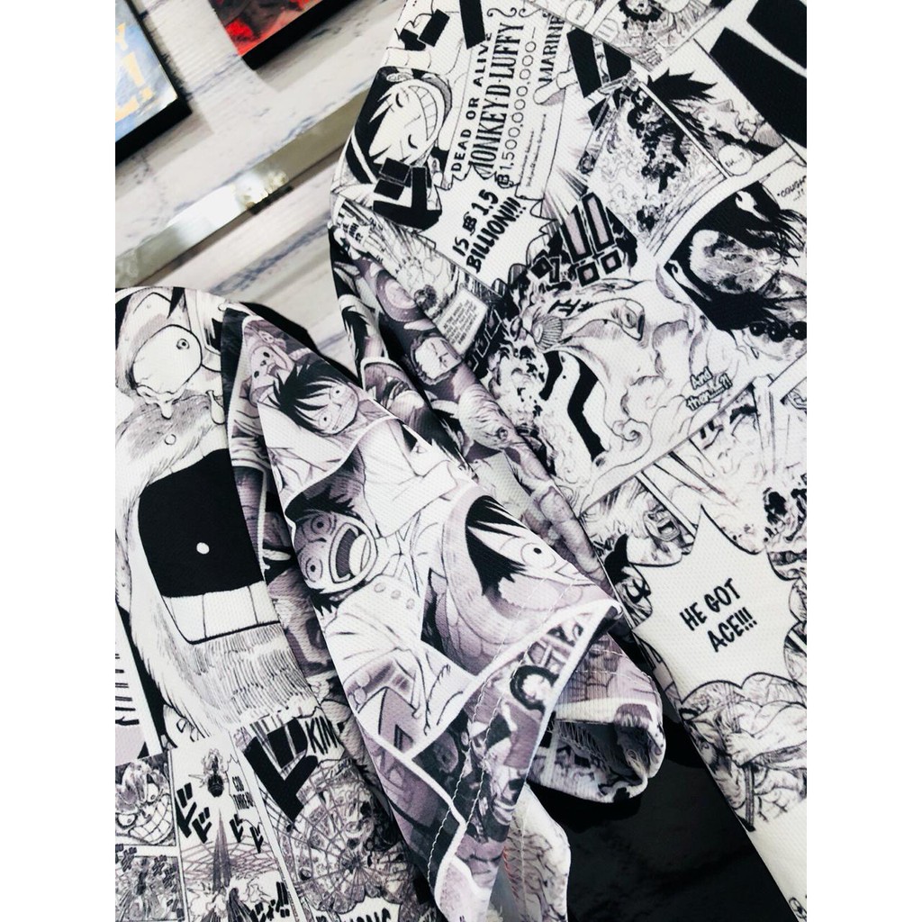 Tshirt Luffy Onepiece Fullprint Black White