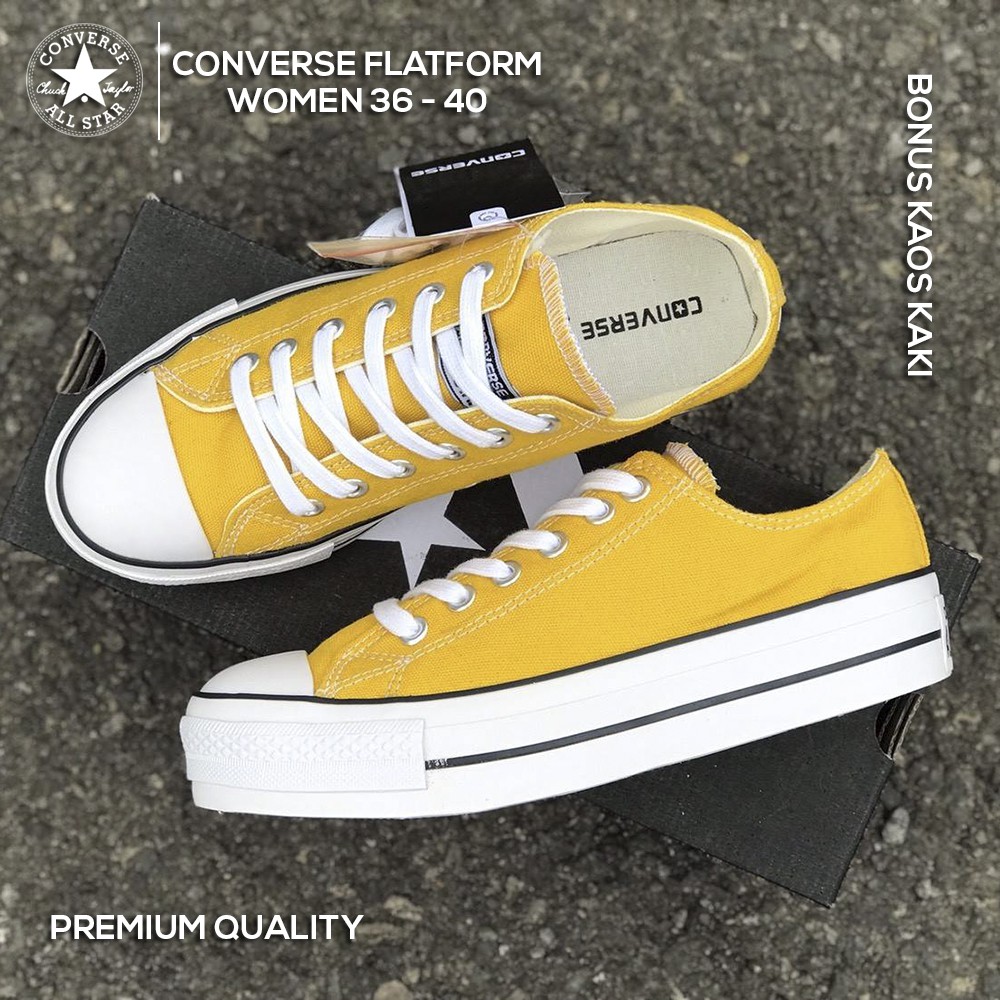  SEPATU  CONVERSE  WANITA ALL STAR FLATFORM LOW KUNING YELLOW 