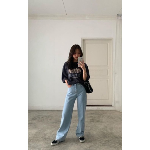 (27-34) LIGHT BLUE LOOSE KULOT JEANS / LIGHT BLUE SUMMER HIGHWAIST LOOSE JEANS WANITA / CELANA HW LOOSE JEANS WANITA CEWEK / HW BAGGY JEANS