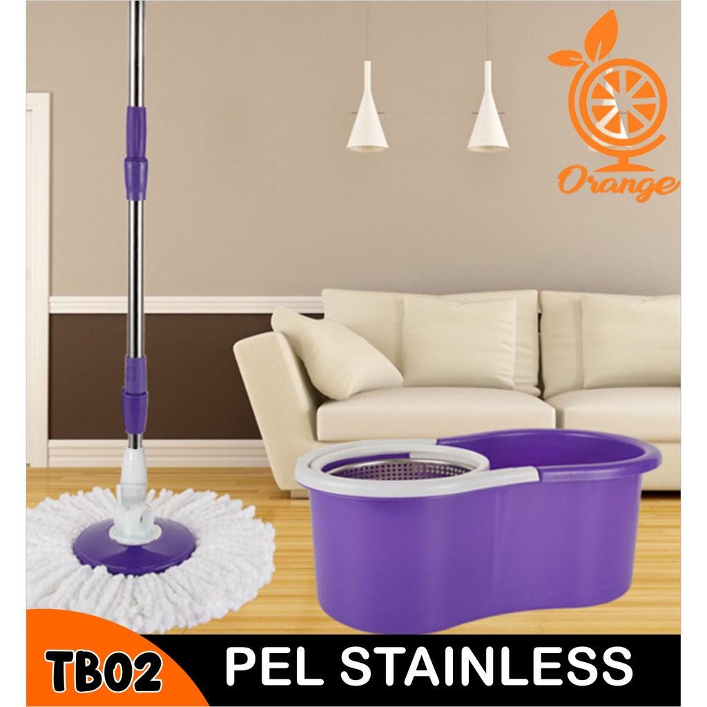 Spin Mop Alat Pel Lantai 360 Dengan Ember Pengering Stainles TB02 Multifungsi - WORLDDEKOR