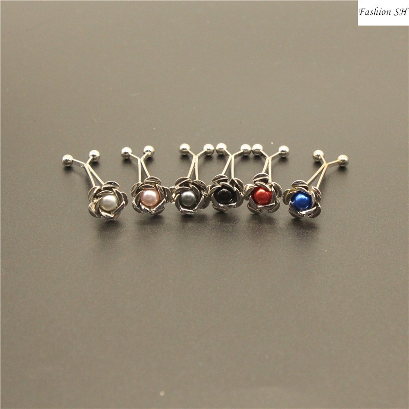 6pcs bros Pin Bentuk Bunga Mawar Warna Campur Untuk Hijab M20016-6PCS