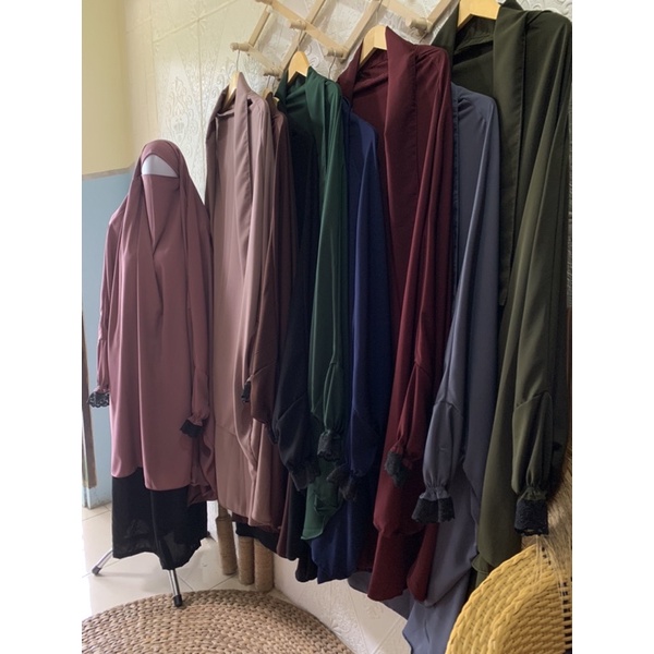 french khimar lengan renda