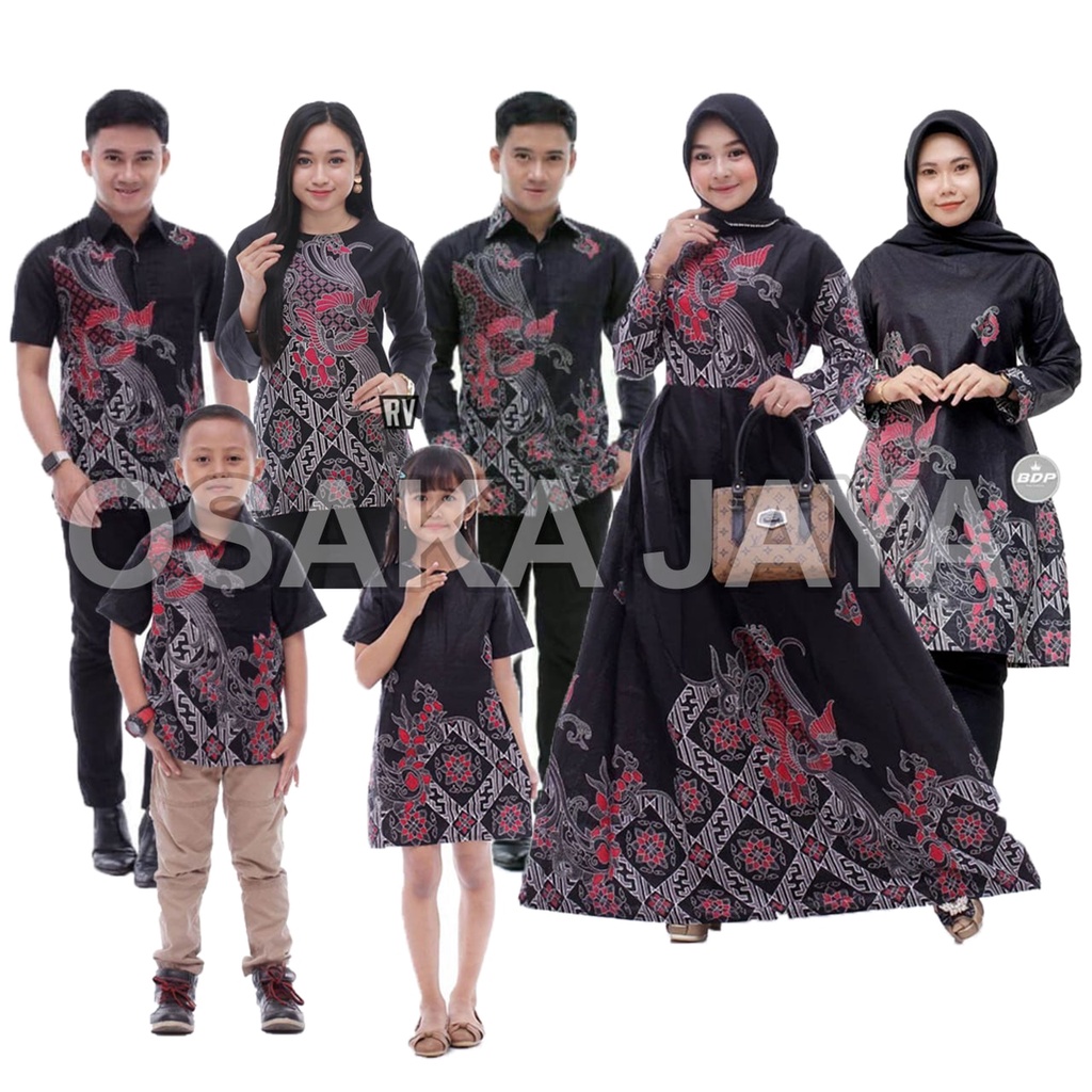 Baju batik couple keluarga motif kenari hitam