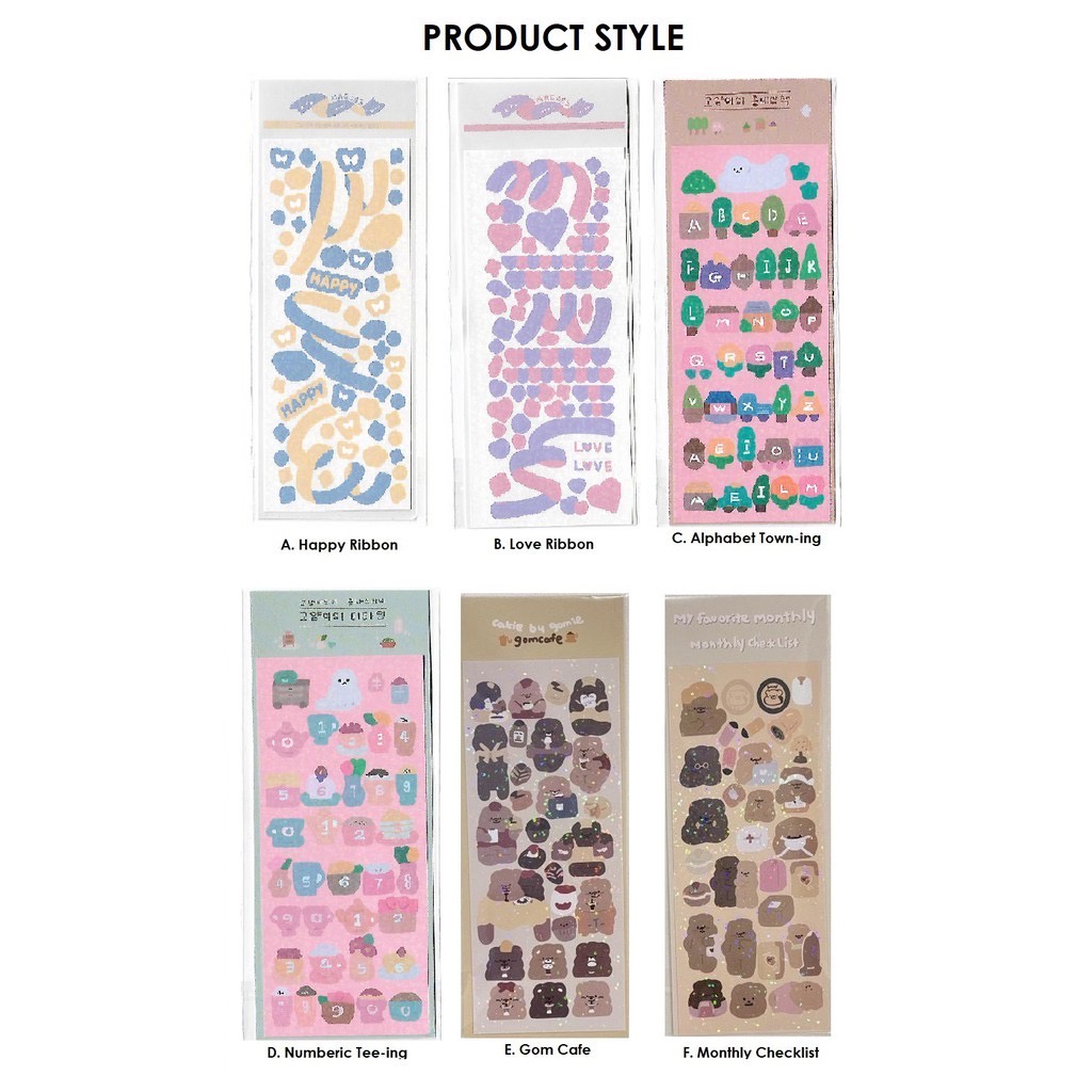 

[Selcyshine] 1pc Sticker Ribbon Alphabet Font Number Teddy Cute / Sticker Pita Hias Huruf Angka