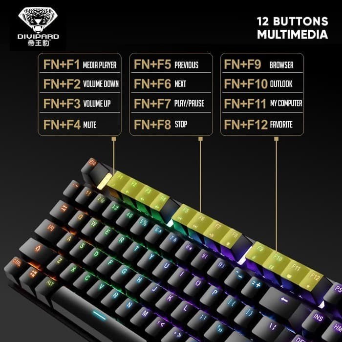 Keyboard Divipard Gaming AK911 Backlit Mechanical Gaming