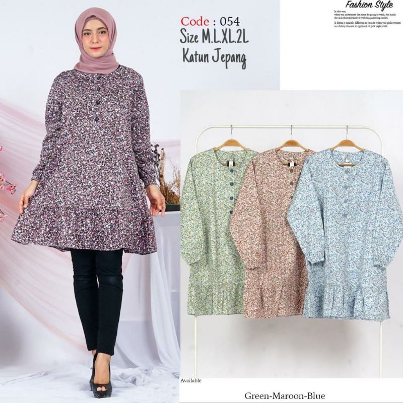 Tunik Motif bunga kecil EXP054 || Metro Fashion baju grosir