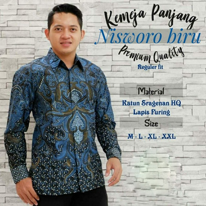 Nisworo Biru KEMEJA BAJU BATIK PRIA SOLO LENGAN PANJANG FULL FURING KATUN HALUSOriginal Produsen SETYO PRABU SULTAN CABUT KAPAL KANDAS PEKSI SEMULUR  PRASTOWO SLEMPANG PARANG LEKSKMANA RANTING MERAH JAYANEGARA SUKET SEGORO  BABON ANGREM BATIKSOLOAMANAH