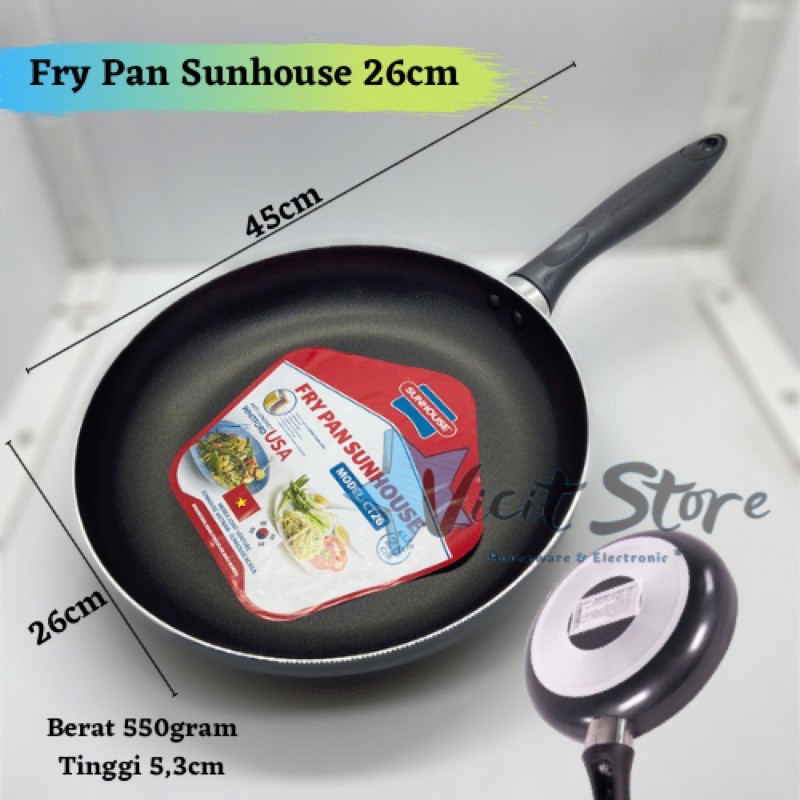 Wajan Fry Pan Anti Lengket 26cm Sunhouse CT26