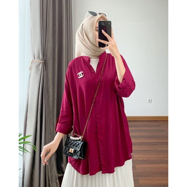 BEFAST - ZFS OOTD Blouse SAMILA / MOLDY RAYON DIAMOND BLOUSE / Blouse Jumbo Lengan Panjang Terbaru / Pakaian Casual Wanita Kekinian / Blouse Polos Formal / Fashion Wanita Kerja / Blouse Oversize Trendy / Terlaris