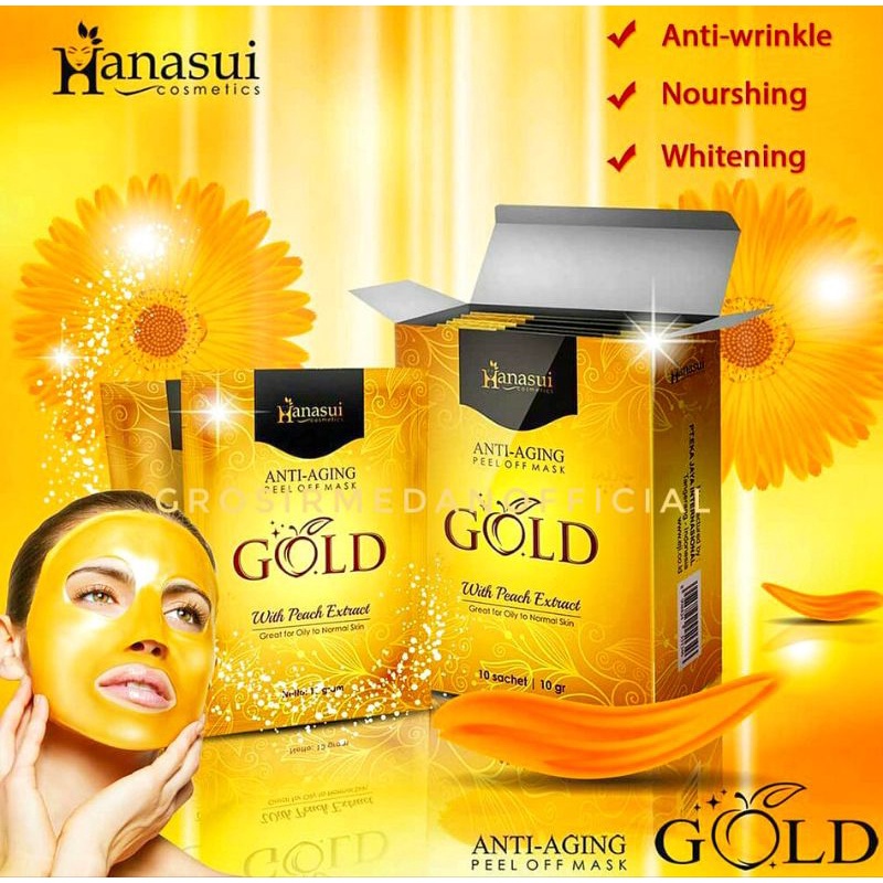 MASKER NATURGO GOLD - HANASUI ANTI AGING PEEL OFF MASK GOLD WITH PEACH EXTRACT