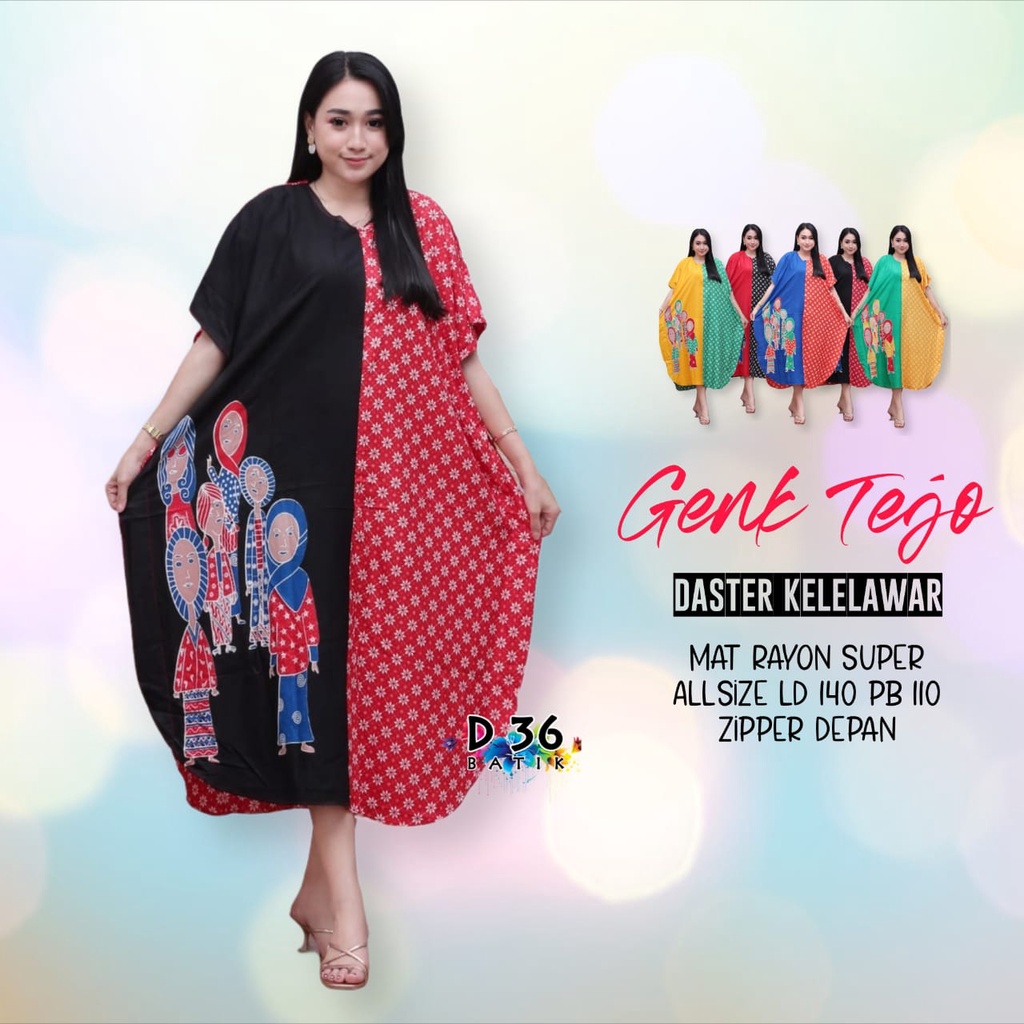 Daster Genk Tejo Kelelawar Semerbak Batik Pastel Baju Tidur Kartun Jumbo Santai Casual Home