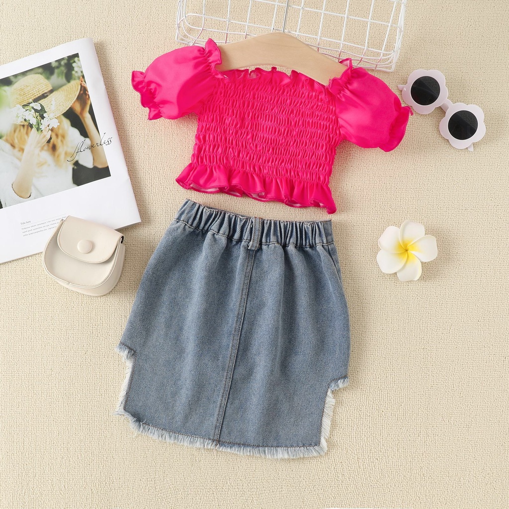 (LOLI-JKT) BS-263 SET FASHION ANAK CEWEK FANTA ROK JEANS SIZE 90-140