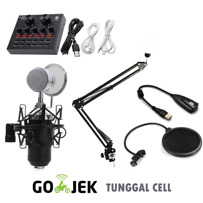 TC129 PAKET KOMPLIT BM8000 PLUS MIXER V8 Soundcard V8 Sound Card Mikrofon Mic BM8000 Microphone