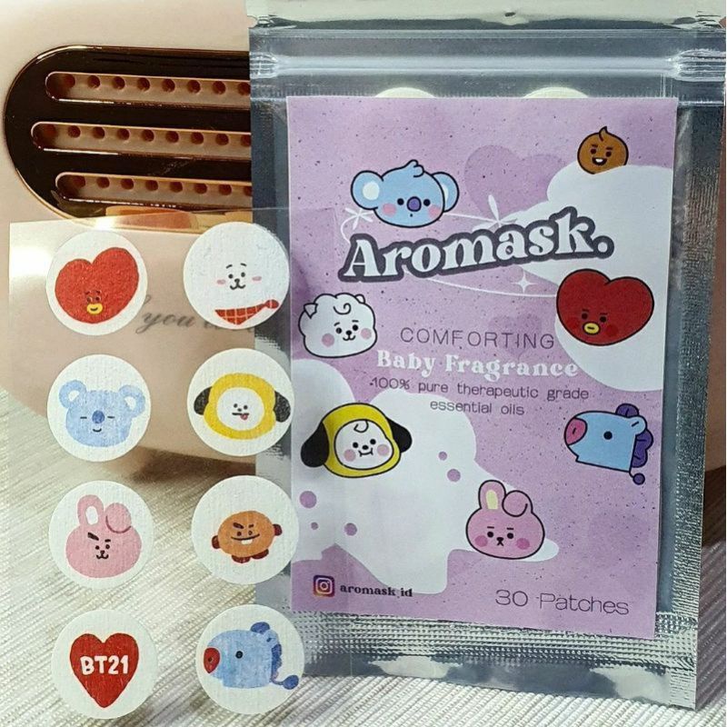 30PCS SAMPAI 40PCS STIKER MASKER TEMPELAN PENGHARUM MASKER AROMATERAPI SEGAR FRESH DENGAN MOTIF KARA