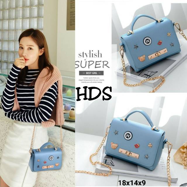 Fashion Slempang rante n kiss/fashion wanita /tas selempang wanita murah