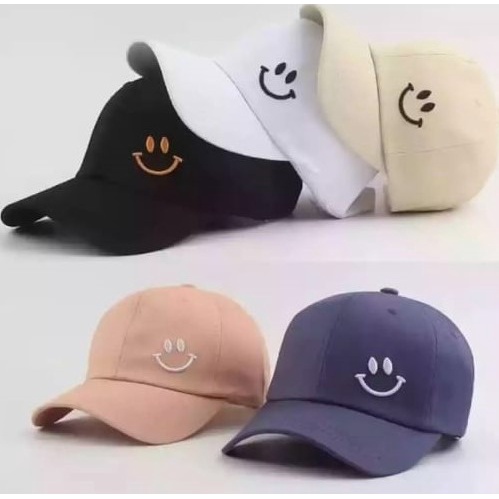 Topi Distro pria dan wanita Motif Smile Gaya Trendy Kekinian dengan bahan Berkualitas