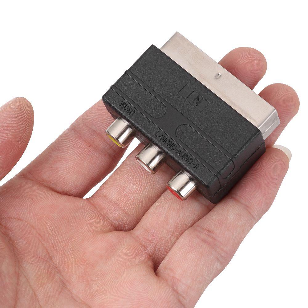 POPULAR Populer Scart Male to 3RCA Female Audio Phono Konektor Adapter Input Untuk PS4 WII DVD VCR