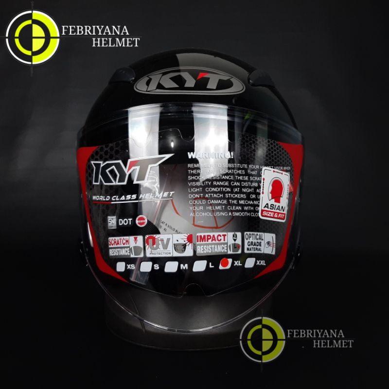 HELM KYT GALAXY SLIDE SOLID BLACK GLOSSY | KYT HELMET GALAXY FLAT R