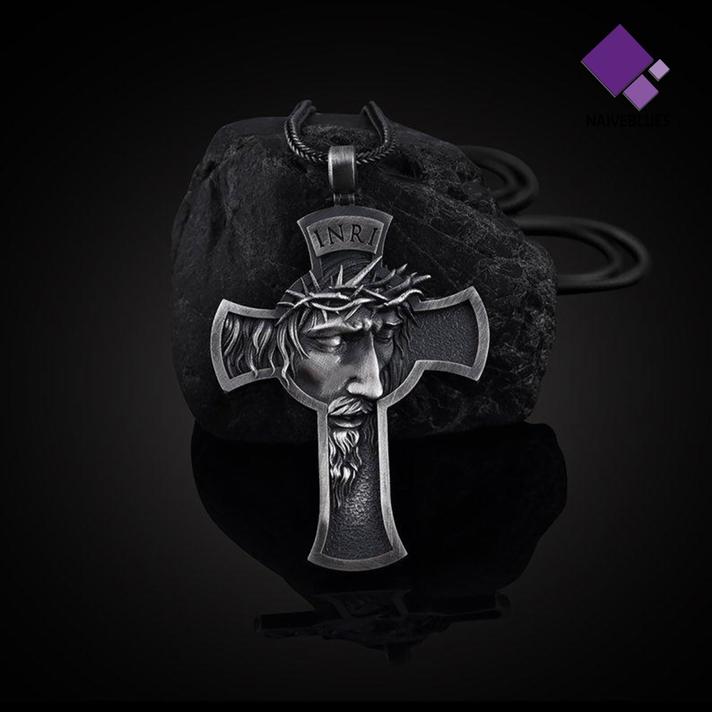 Kalung Liontin Salib Yesus Ukiran Untuk Pria