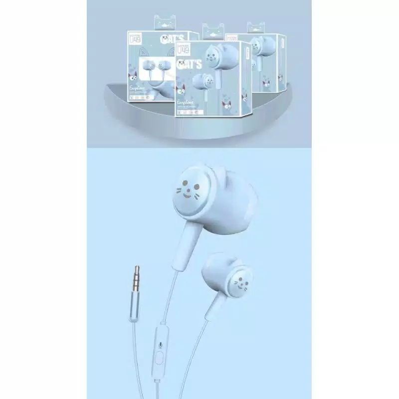 Headset/handsfree/hf super bass U49 macaron cat