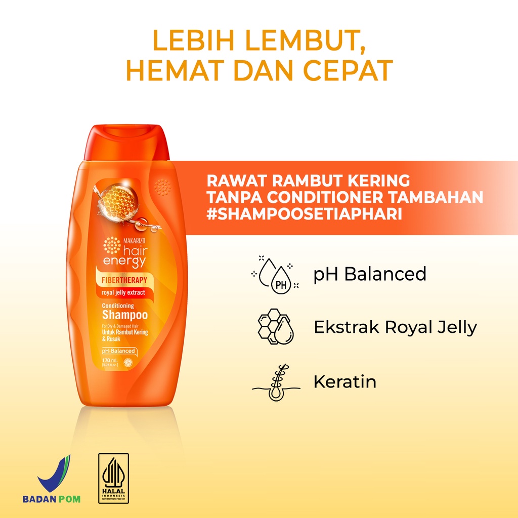 Makarizo Hair Energy Fibertherapy  Conditioning Shampoo Royal Jelly 170 mL / Shampo Kondisioner-2