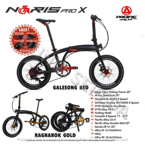SEPEDA LIPAT 20 PACIFIC NORIS PRO X ALLOY 8 SPEED HYDRAULIC