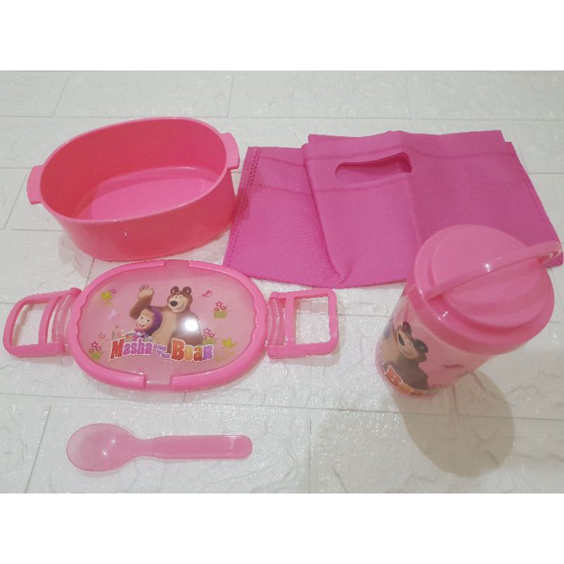 

Lunchbox Martha & the Bear/kotak makanan martha & the bear kartun berwarna pink