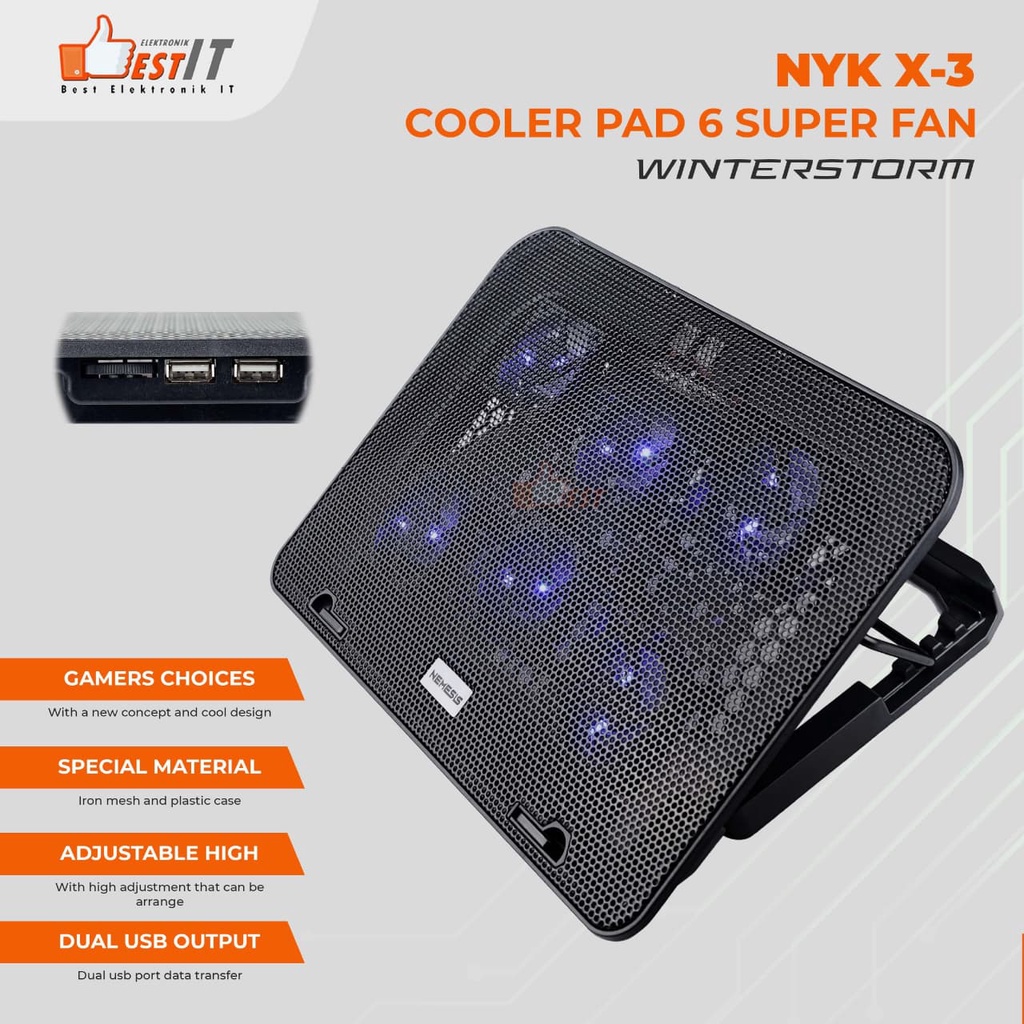 NYK Nemesis Coolingpad Gaming Ergostand Winterstorm X-3 Kipas Pendingin Laptop